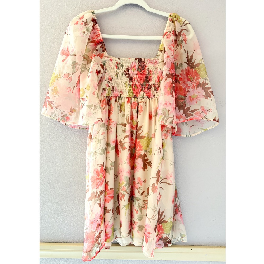 Abercrombie and Fitch Emerson Angel Sleeve Mini Dress Floral Fairycore Babydoll - Picture 4 of 4